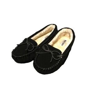 Minnetonka Womens Cally Slipper Black Size 9 M